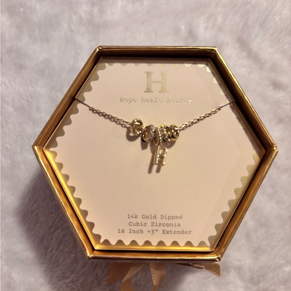 14k Gold-Dipped Key Charm Necklace - Gold H Initial